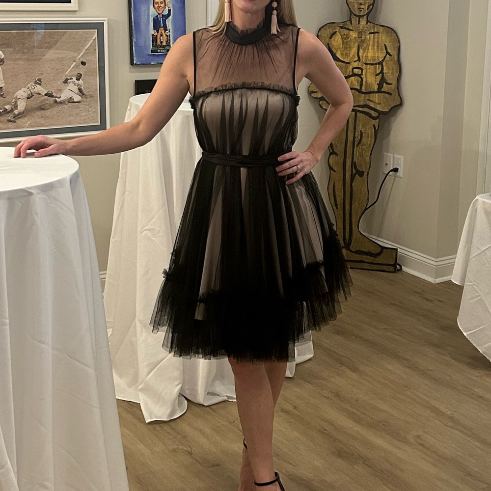 Zac Posen Black and Cream Tulle Dress